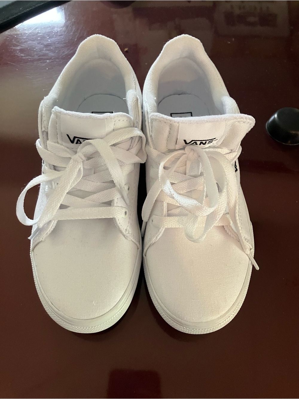 Vans Kids White Canvas Low-Top Skate Sneakers US Missy 2.0